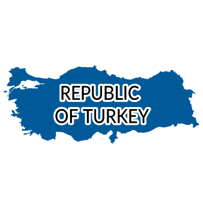 トルコ共和国無料フリーイラスト｜英語(青)
